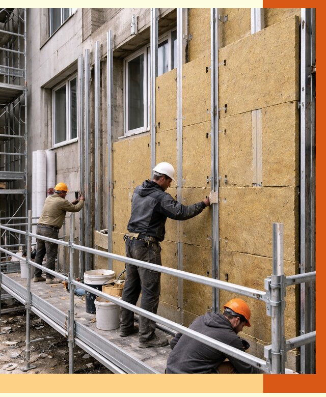 Утепление вентилируемого фасада в Кыштыме от 5816 руб/м2 — монтаж и утепление вентфасад | ТепломастерКшт